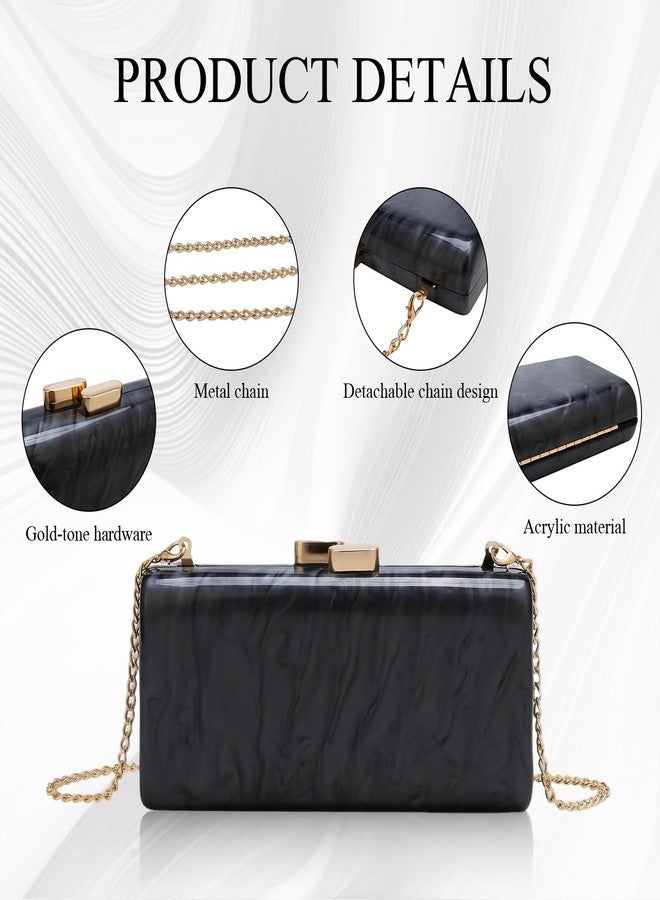 Simcat Acrylic Clutch Purse for Women, Evening Bag Clutch Purses for Women, Chic Metal Evening Handbag, Marble Shoulder Crossbody Bag with Chain for Prom Wedding Party Decoration - Image 4